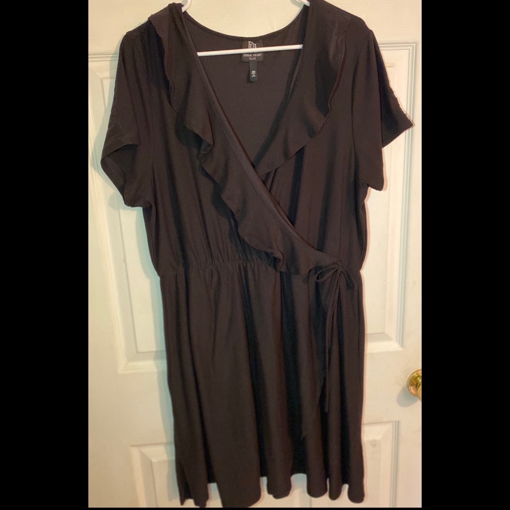 Derek Heart Black Ruffle Wrap Dress